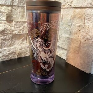 Starbucks Travel Tumbler 2009 Brown Mermaid 16oz Coffee Mug Cup
